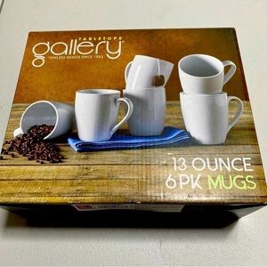 New Tabletops Gallery 6 Pack 13 Ounce Timeless Design White Mugs